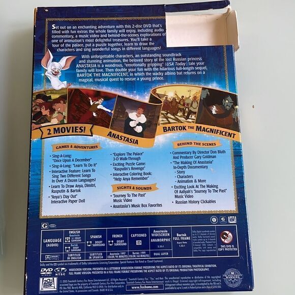 "Anastasia" Family Fun Edition DVD Movie 2 disc set with original cover - Picture 2 of 6